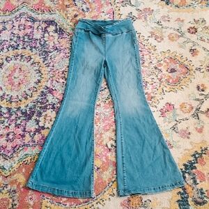 We The Free Free People Crossover Wide Waistband Flare Jeans